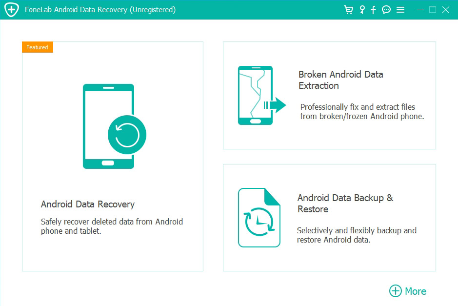 Click on Android Data Recovery to proceed to the actual recovery options