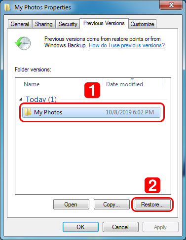 how to recover deleted files in windows 7 via previous versions
