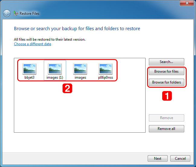 restore deleted files windows 7 from windows backup