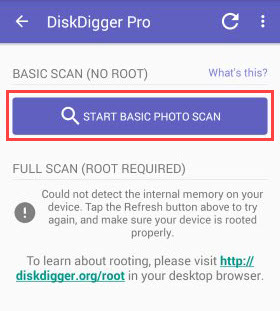 diskdigger basic scan