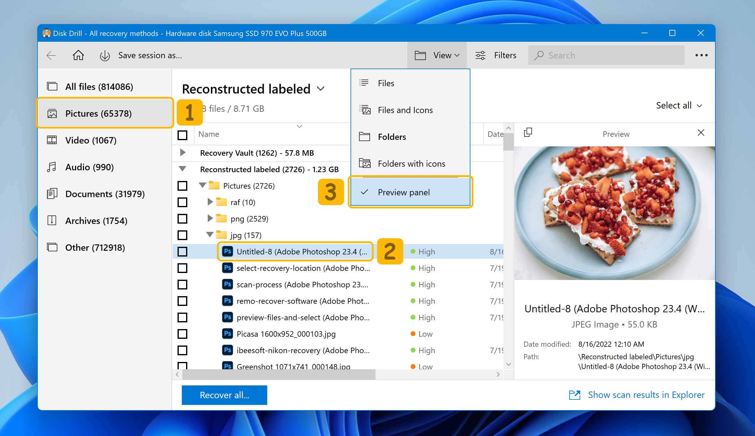 disk drill overview preview found files