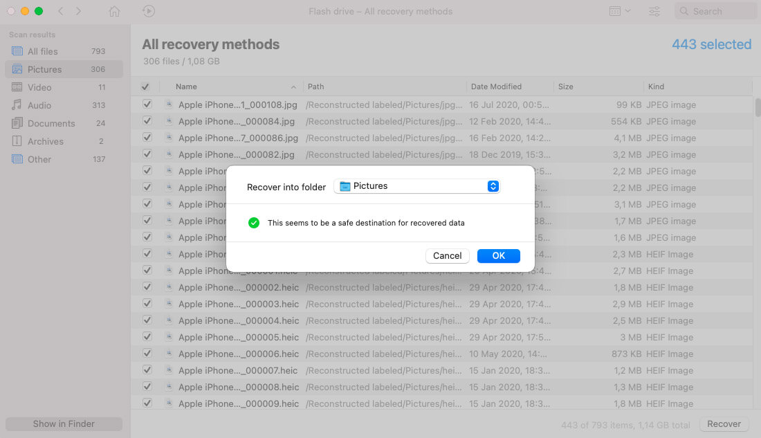 disk drill mac file selection