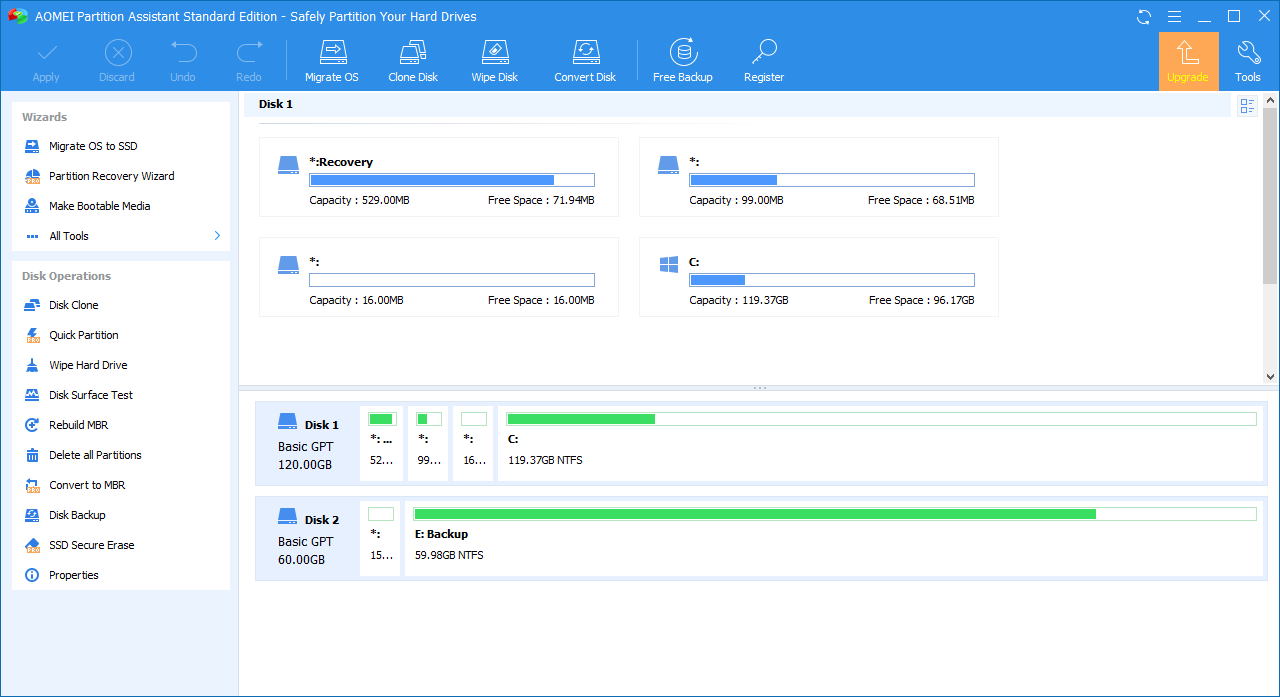 AOMEI Partition Assistant main screen