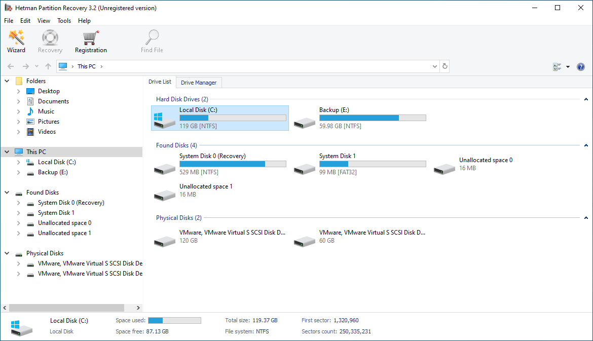 Hetman Partition Recovery main window