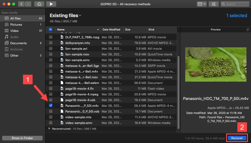 Disk Drill file select