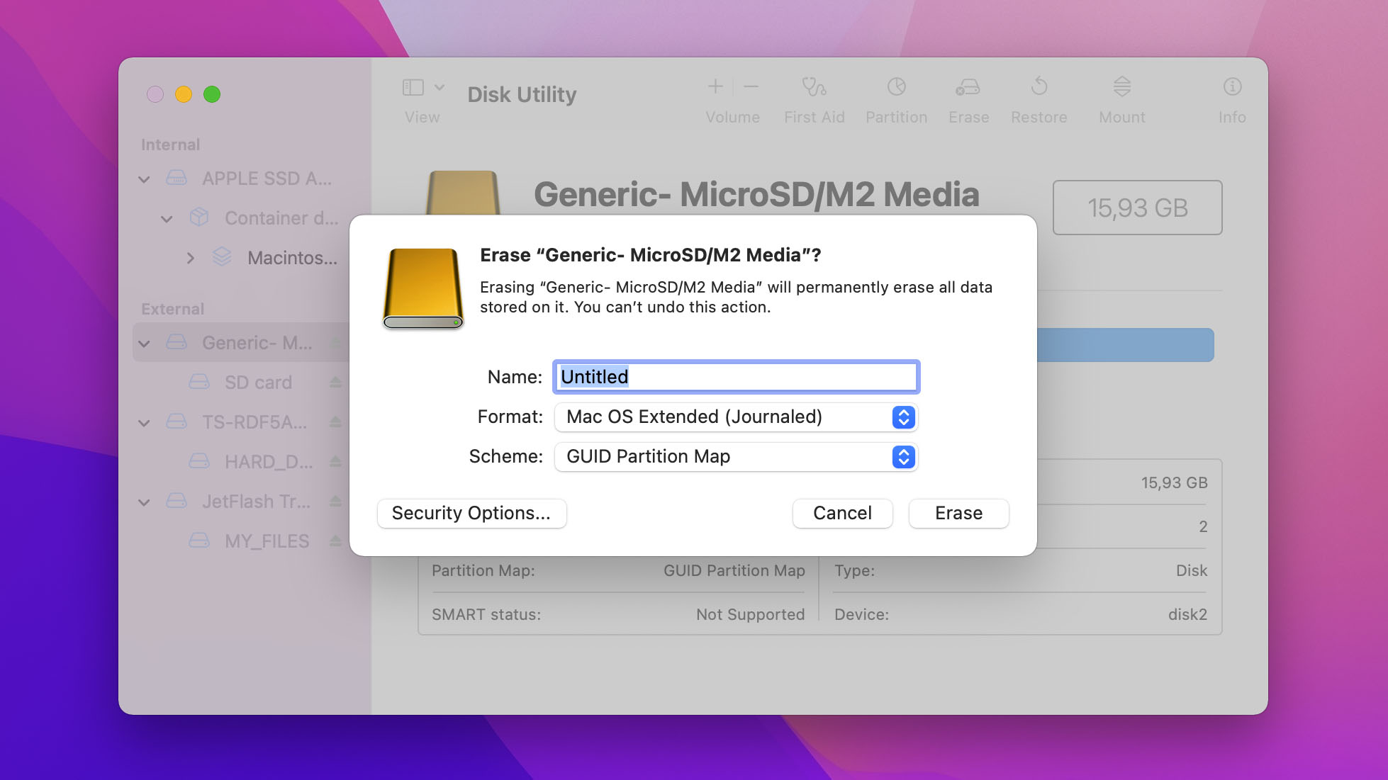 erase sd card