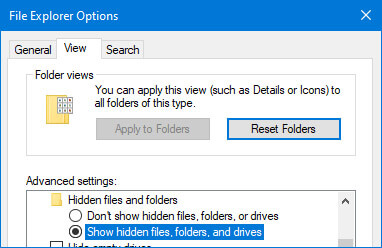 show hidden files on windows