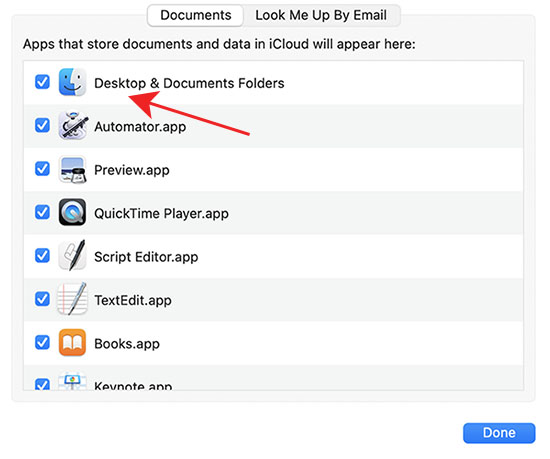 sync desktop and documents folders with icloud