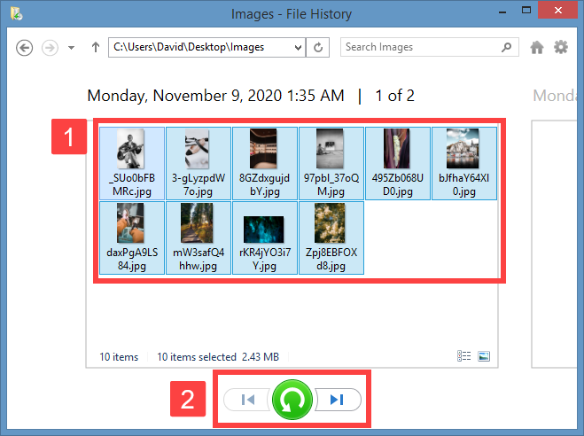file history windows 8 restore annotated