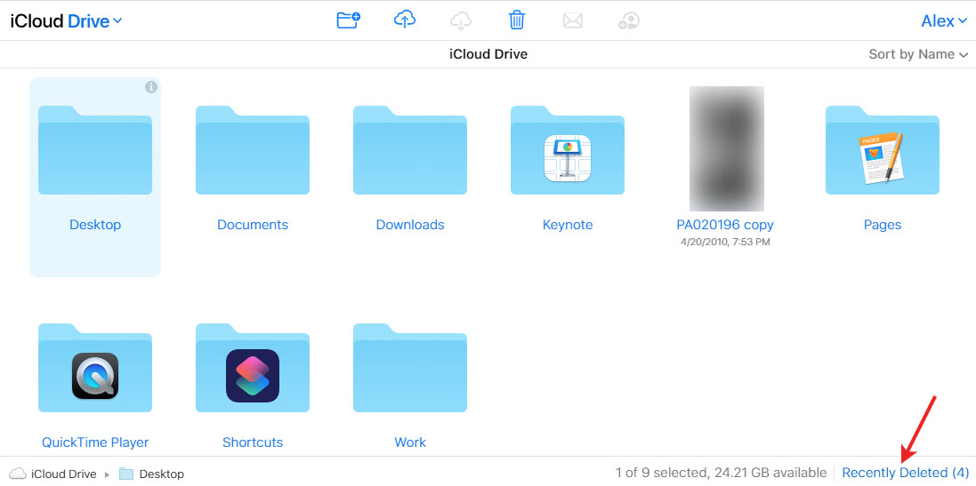 access recently deleted icloud files