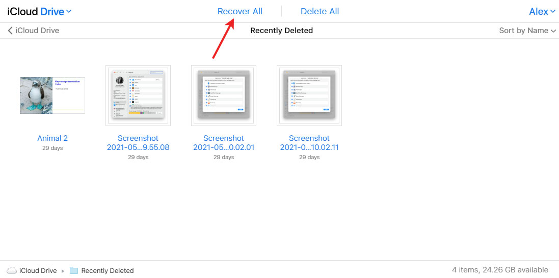 restore deleted files with icloud