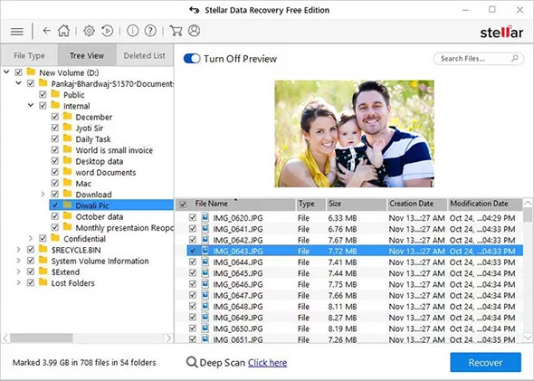 Stellar Data Recovery user interface