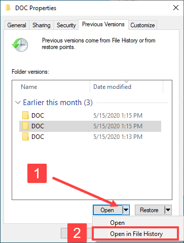 open in file history