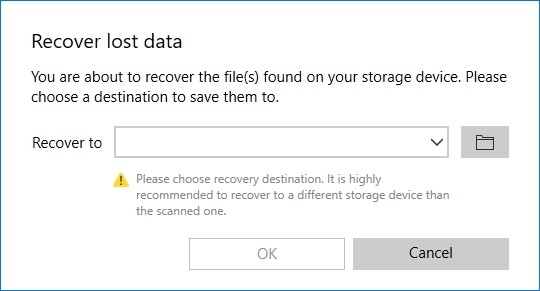 You will have to tell Disk Drill where to save the recovered files