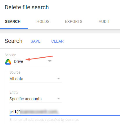search for deleted data in google vault