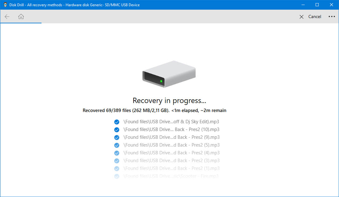 recover deleted music via disk drill