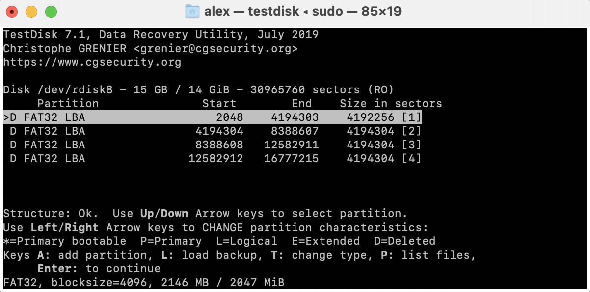 recover lost partition with testdisk