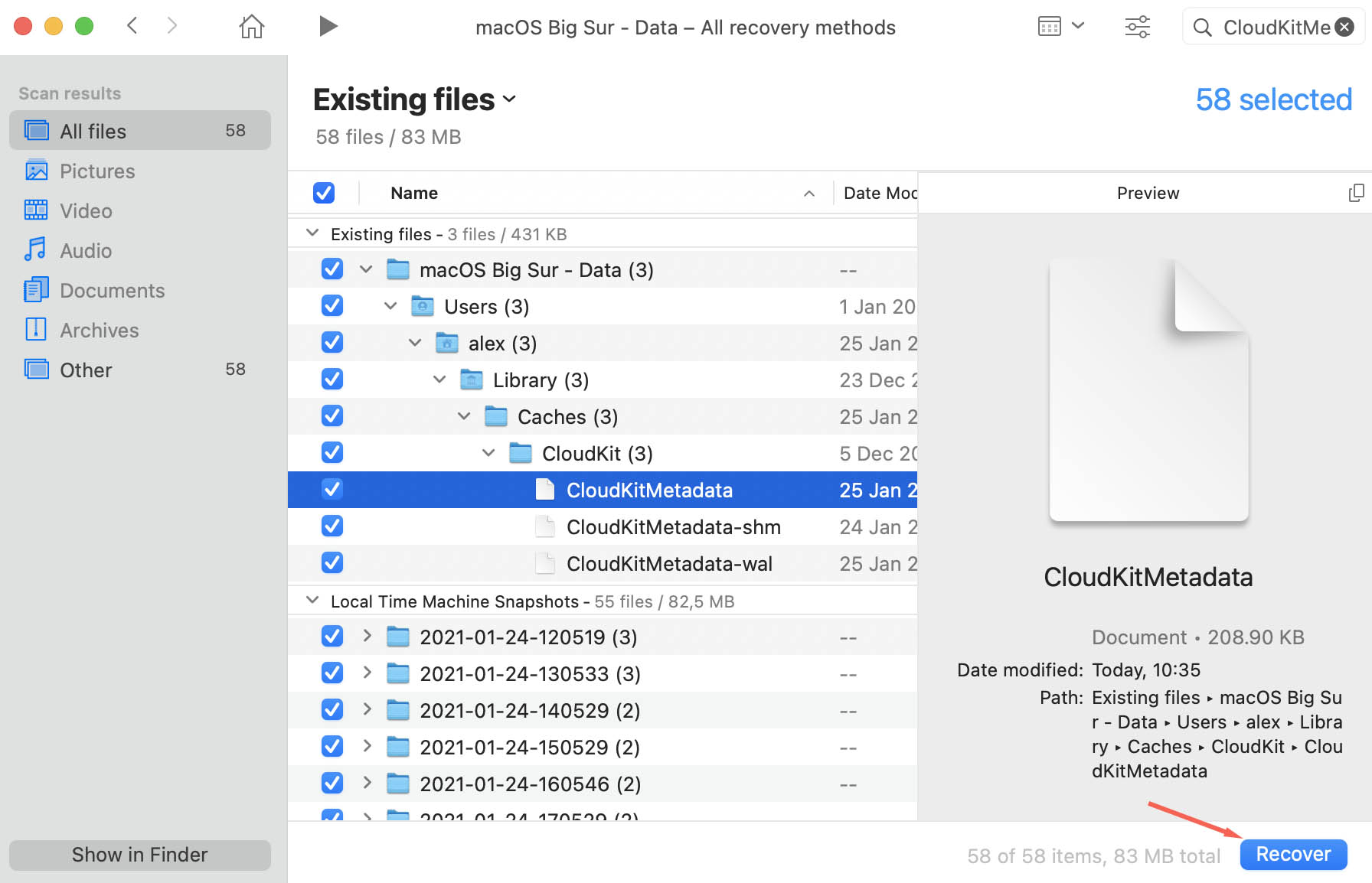 recover lost imessages via disk drill