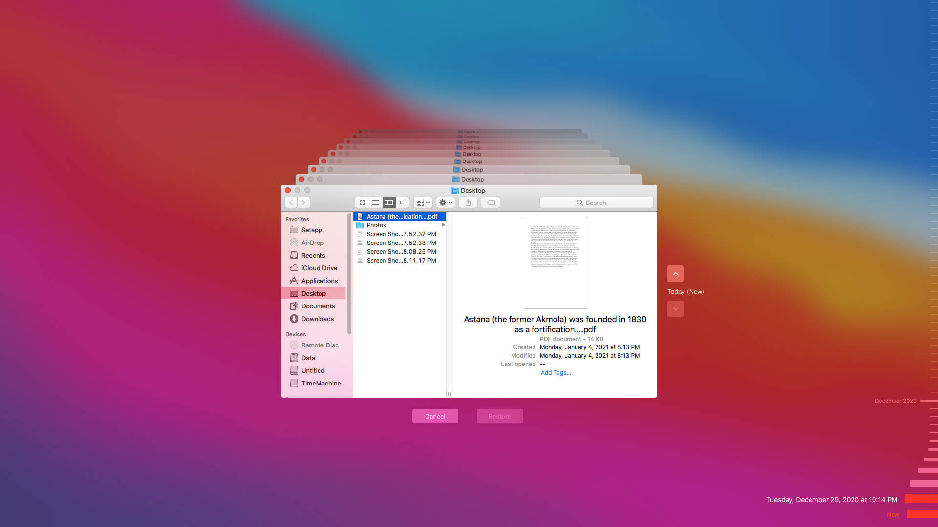 restore deleted folder in time machine
