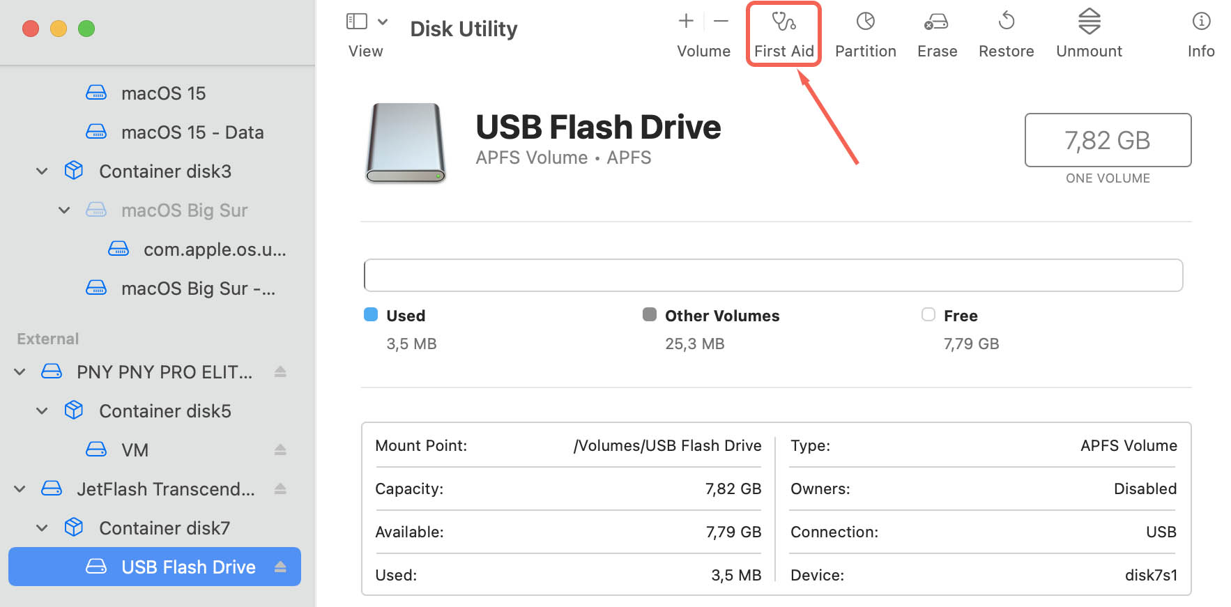 repair partition with first aid diskutility