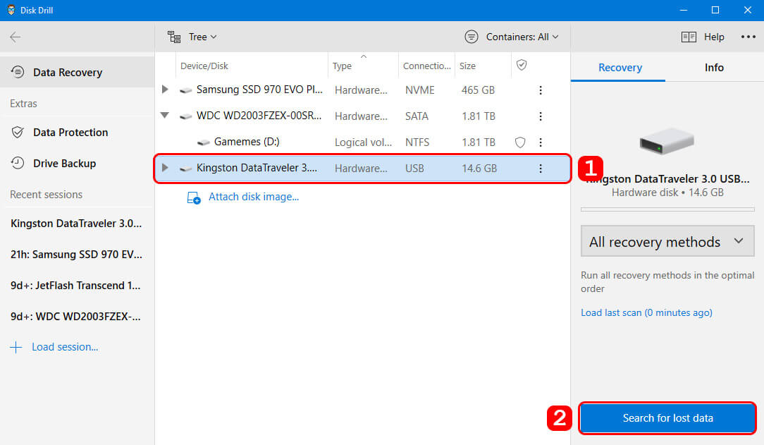 start scan for deleted pdf file with disk drill