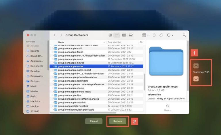view deleted notes mac