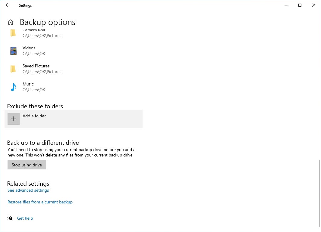 You can exclude some folders from File History's backups.