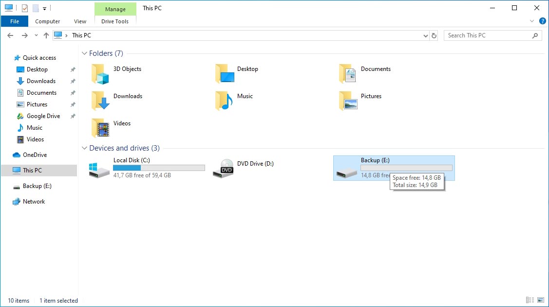 It's better if you use an external storage device for File History backups.