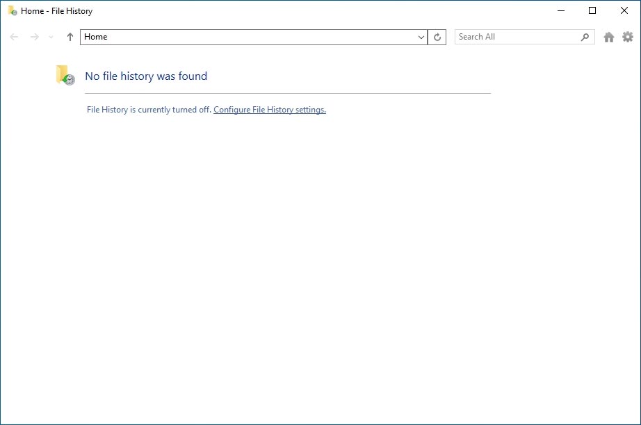 Initially, File History will be empty.