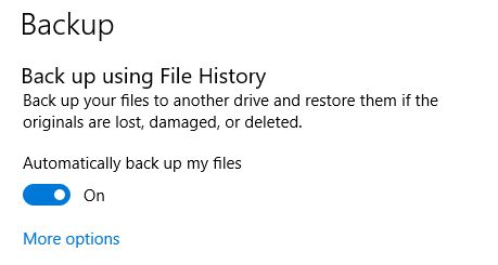 Windows Backup Enabled