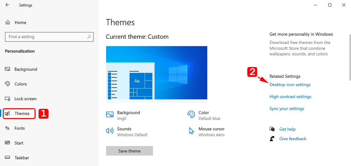 click on desktop icon settings