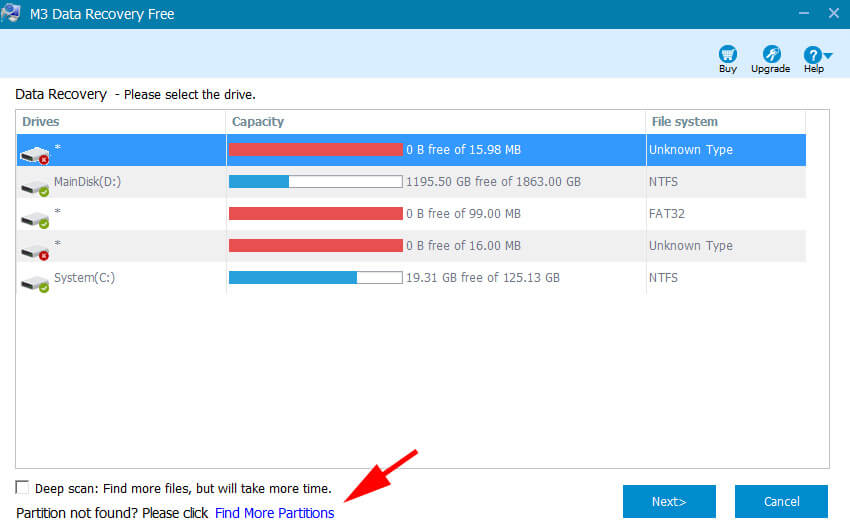 find more partitions m3 data recovery