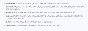 recoverable file types