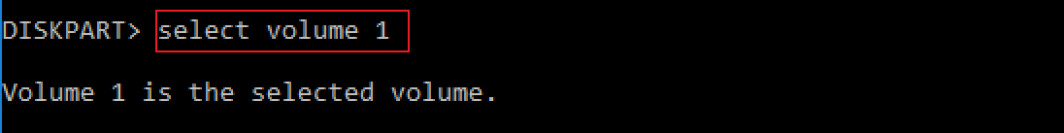 selecting volume in Diskpart