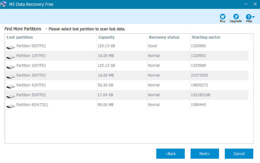 find more partitions m3 data recovery