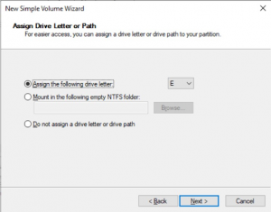 Assigning a drive letter