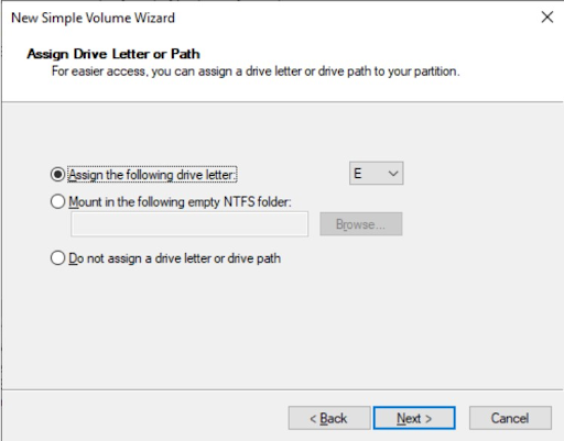 Assigning a drive letter