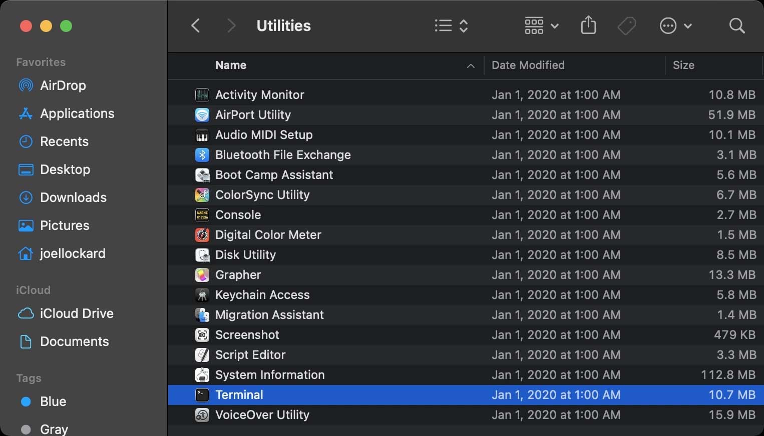 launching the terminal from within finder