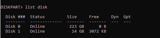 Diskpart List Disk