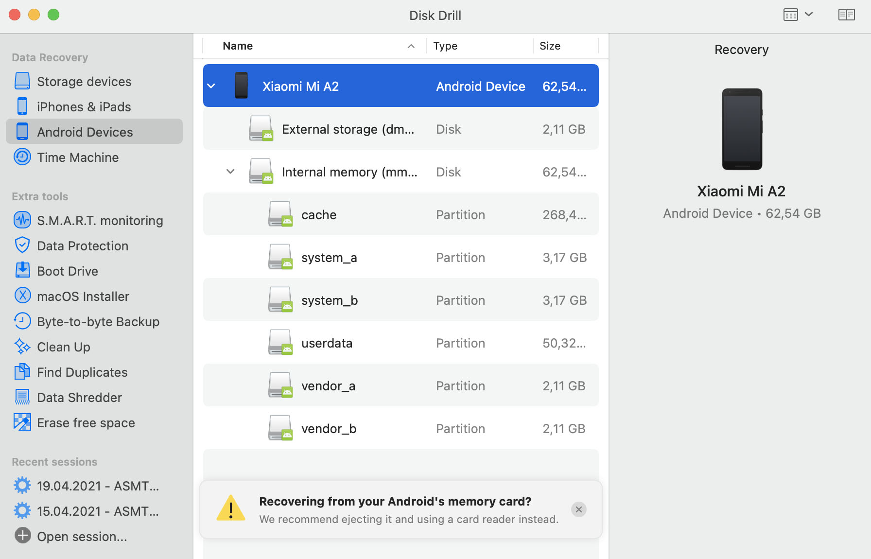 Disk Drill Android SD Card Photo Recovery Software