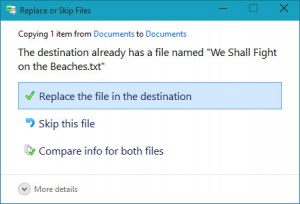 file restoration alert window