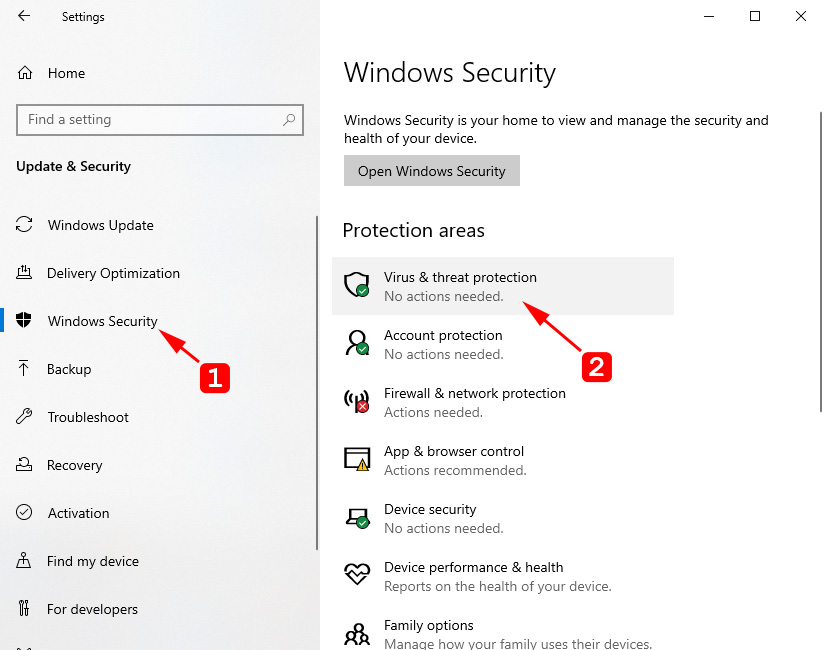 open virus and threat protection