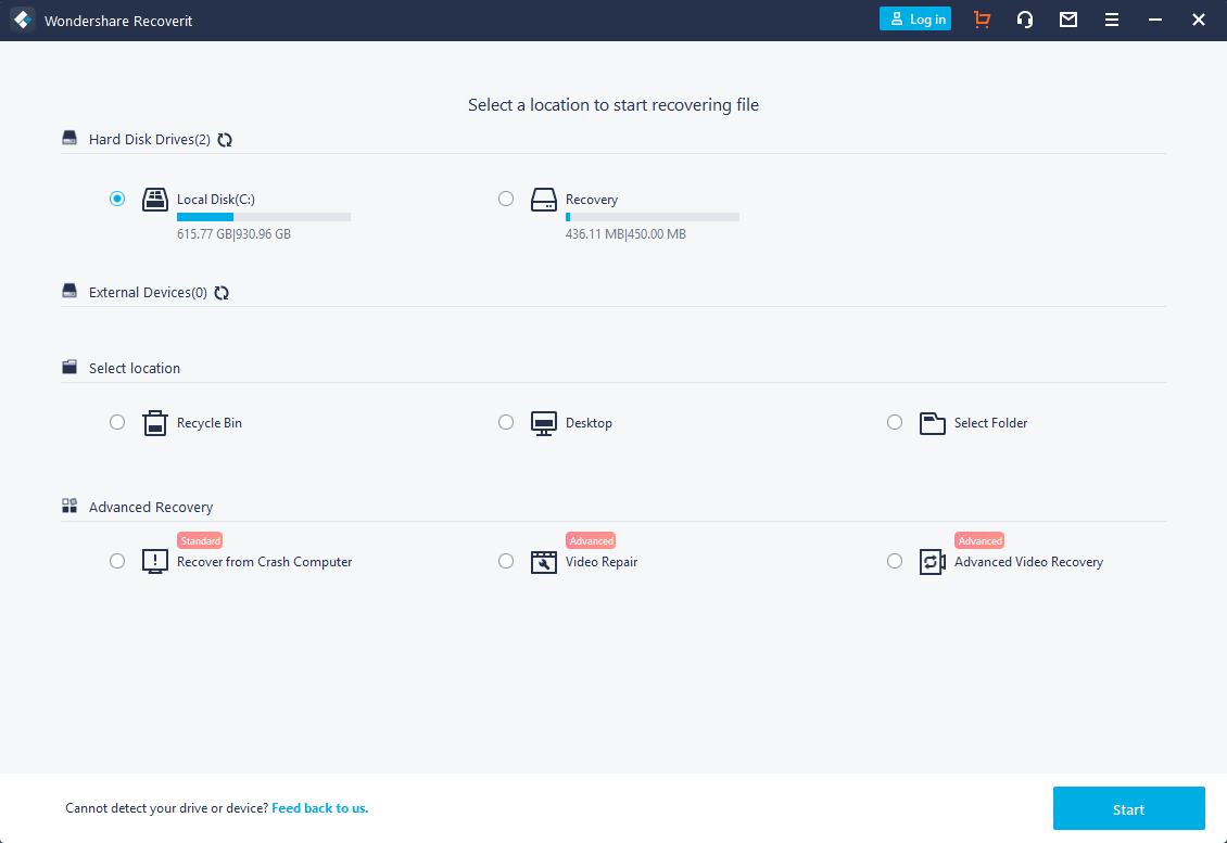 recoverit landing page