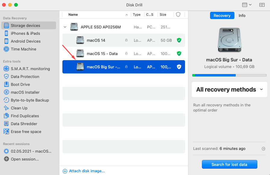 recovery data from a wiped hard drive on mac - step 1