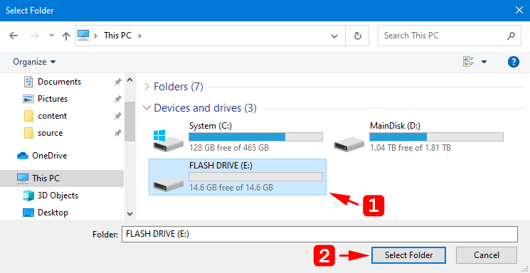 select your flash drive for scan