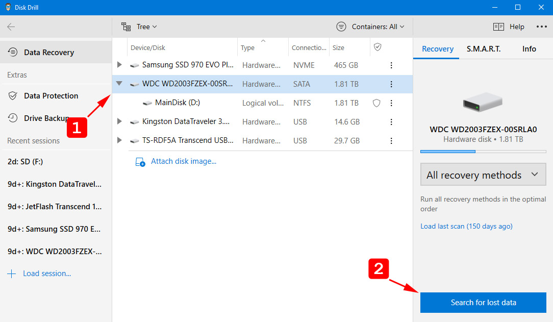 start scan with disk drill