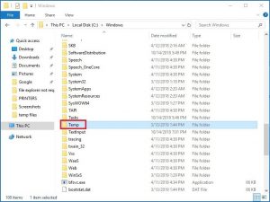 temp files on Windows 10