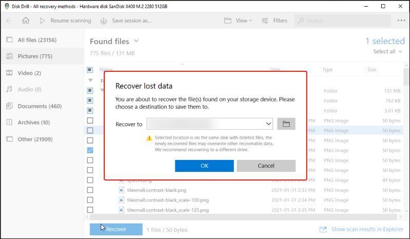 Disk Drill - Save Location