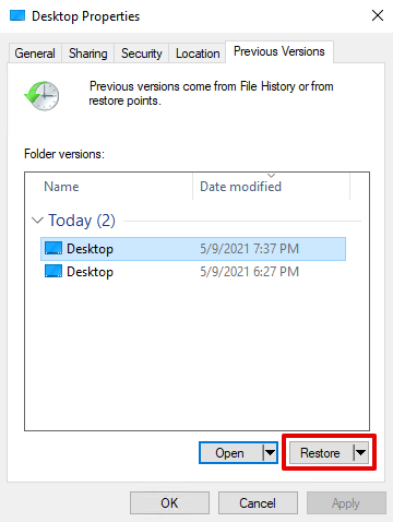 File History - Step 2