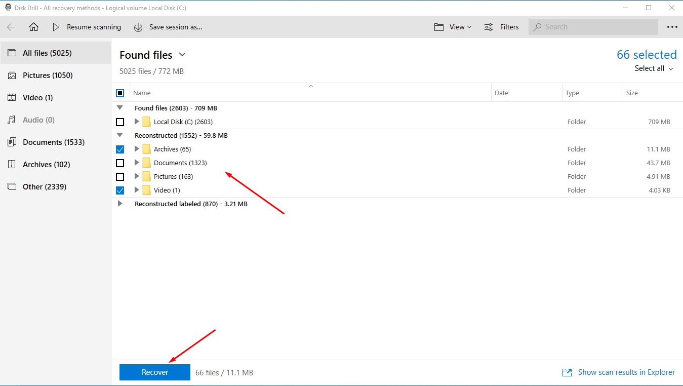 Recover using Disk Drill